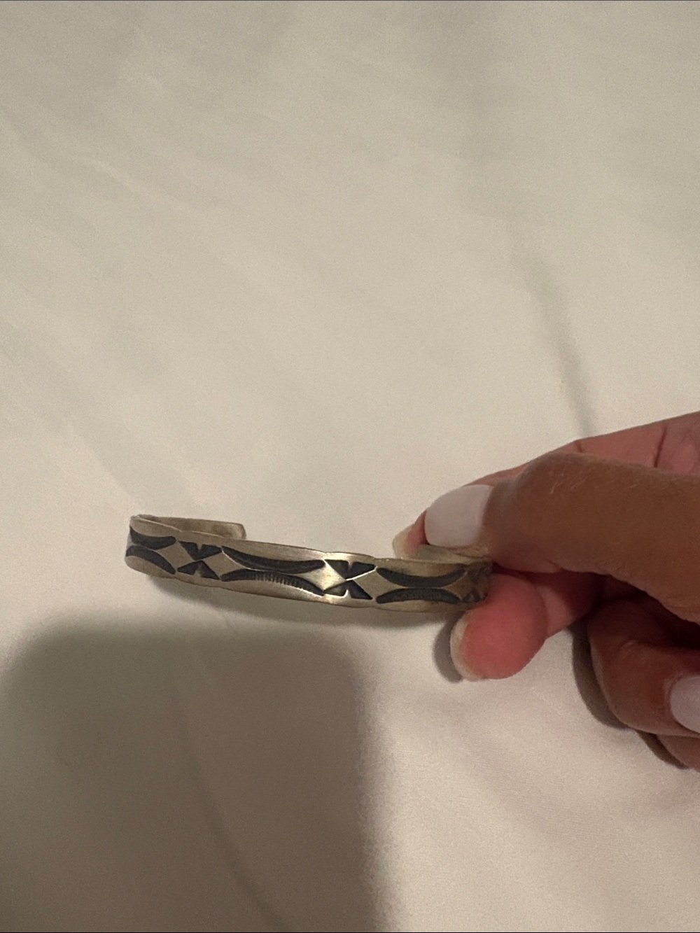 Men's Patterned Silver Cuff Bracelet